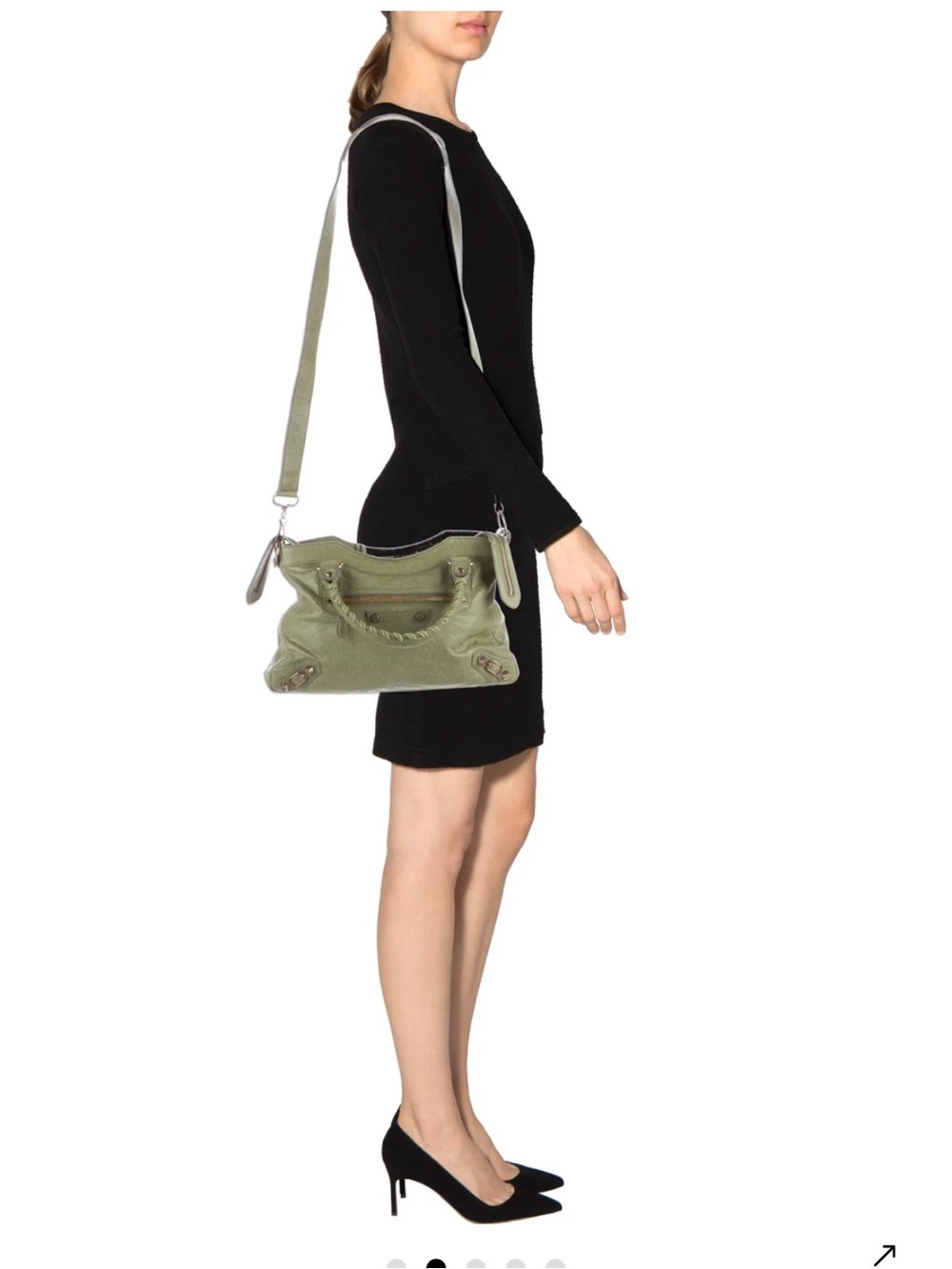 Olive Green Balenciaga Leather Town Handbag